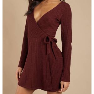 TOBI “LOVE MYSELF WINE WRAP DRESS”